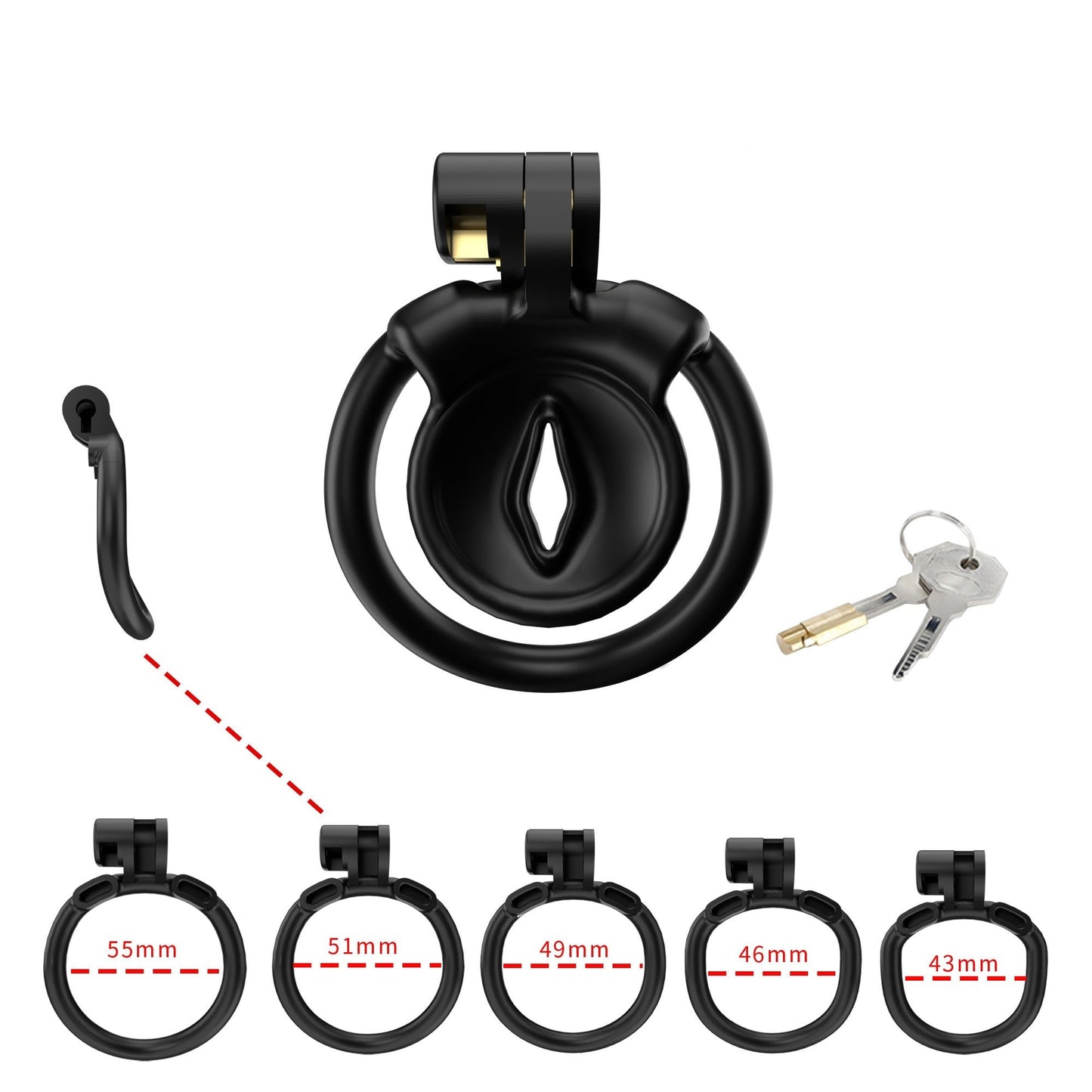 Ultra Small Negative Chastity Cage with 5 Size Rings