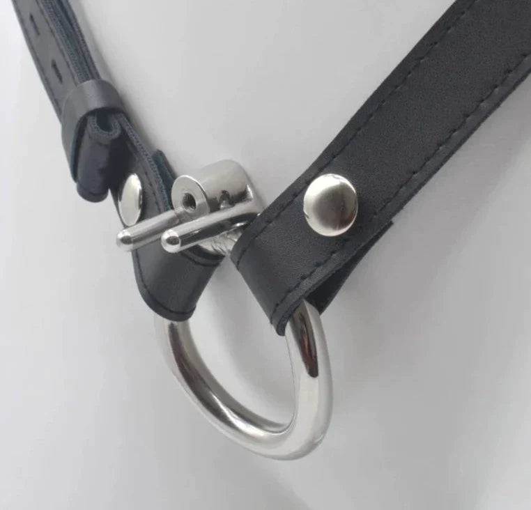 Small Flat Chastity Cage with Metal Catheter and PU Belt