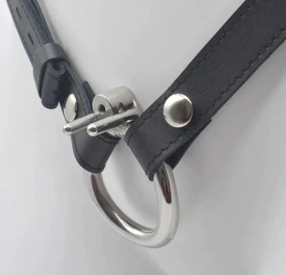 Small Flat Chastity Cage with Metal Catheter and PU Belt