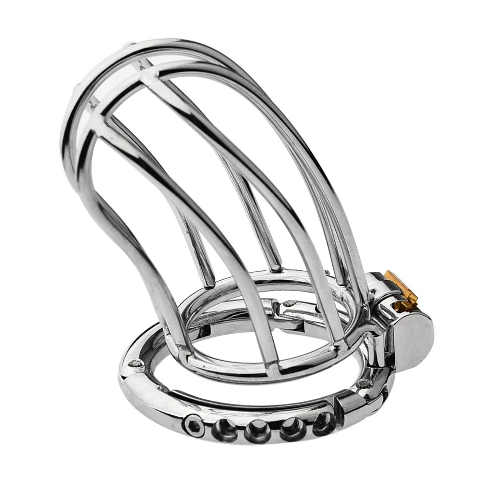 Adjustable Clasp Chastity Cage Metal Male Cock Cage Penis Ring BDSM Penis Bondage Erotic Adult Sex Toys for Men Breathable Lock