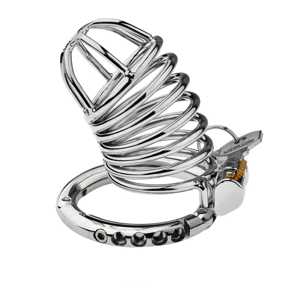 Adjustable Clasp Chastity Cage Metal Male Cock Cage Penis Ring BDSM Penis Bondage Erotic Adult Sex Toys for Men Breathable Lock
