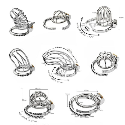 Adjustable Clasp Chastity Cage Metal Male Cock Cage Penis Ring BDSM Penis Bondage Erotic Adult Sex Toys for Men Breathable Lock