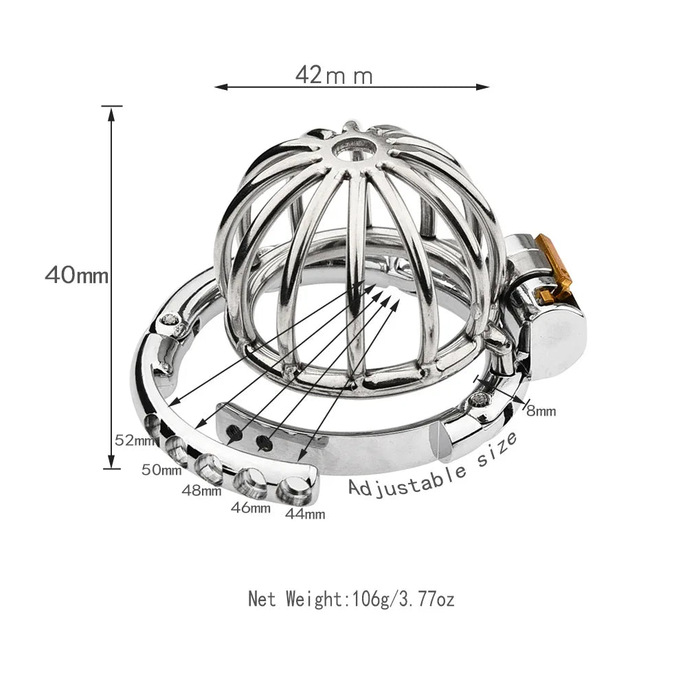 Adjustable Clasp Chastity Cage Metal Male Cock Cage Penis Ring BDSM Penis Bondage Erotic Adult Sex Toys for Men Breathable Lock