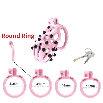 Pink Chastity Cage with Removable Silicone Spikes