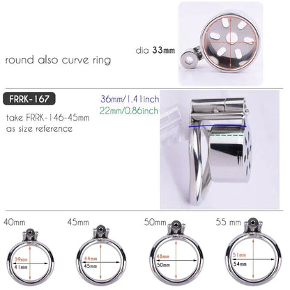 Small Flat Chastity Cage with Metal Catheter and PU Belt