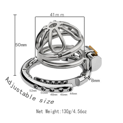 Adjustable Clasp Chastity Cage Metal Male Cock Cage Penis Ring BDSM Penis Bondage Erotic Adult Sex Toys for Men Breathable Lock