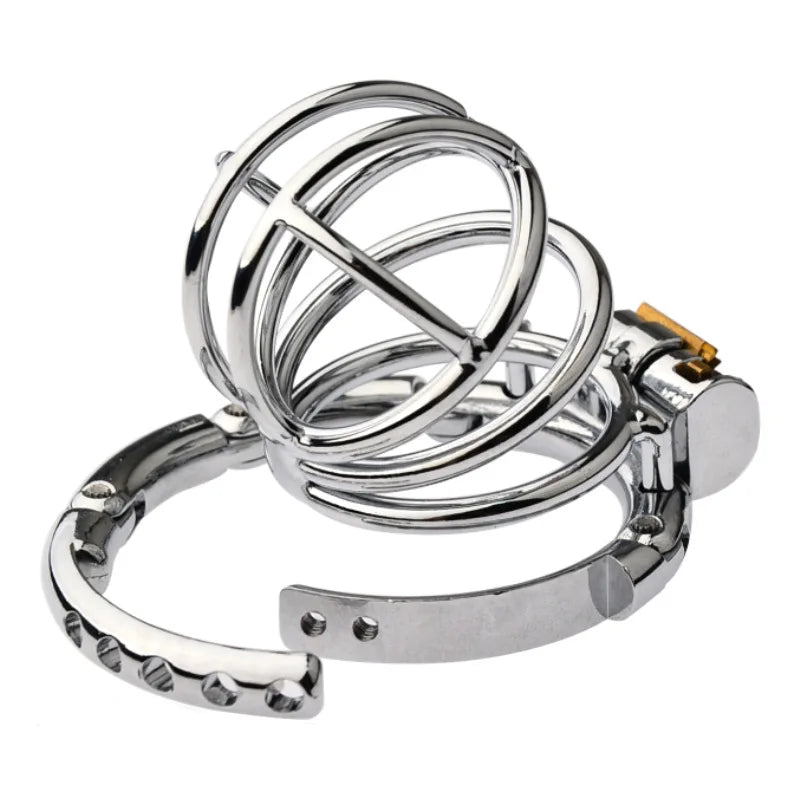 Adjustable Clasp Chastity Cage Metal Male Cock Cage Penis Ring BDSM Penis Bondage Erotic Adult Sex Toys for Men Breathable Lock