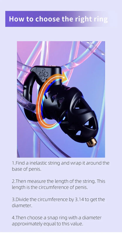 Rattlesnake Cobra Chastity Cage Belt with Anal Plug, Urethral Tube and 4 Penis Rings