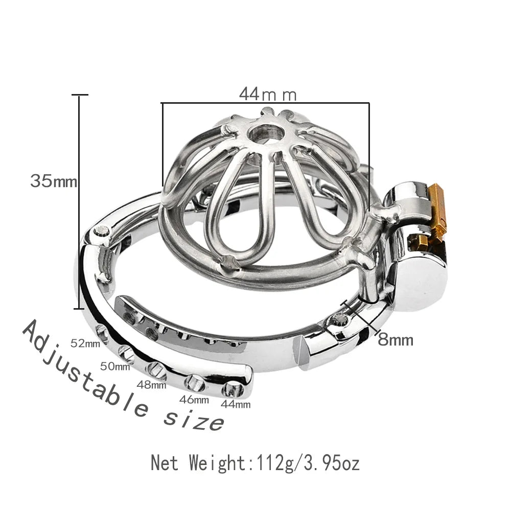 Adjustable Clasp Chastity Cage Metal Male Cock Cage Penis Ring BDSM Penis Bondage Erotic Adult Sex Toys for Men Breathable Lock