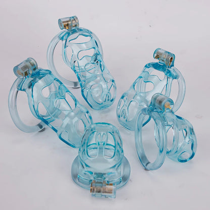 Blue 3D Printed Cobra Chastity Cage