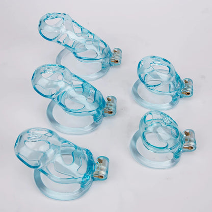 Blue 3D Printed Cobra Chastity Cage