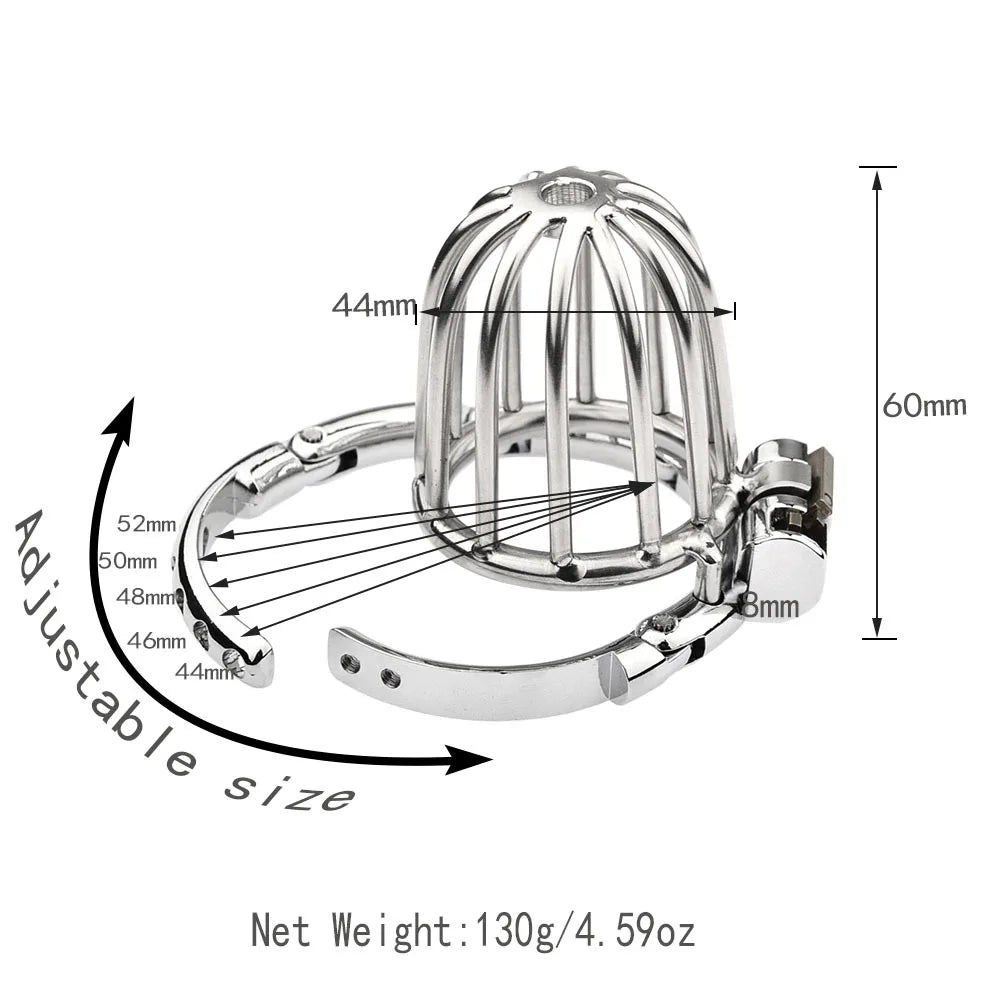 Adjustable Clasp Chastity Cage Metal Male Cock Cage Penis Ring BDSM Penis Bondage Erotic Adult Sex Toys for Men Breathable Lock
