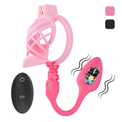 Sissy High Heels Chastity Cage With Remote Controlled Vbrating Butt Plug
