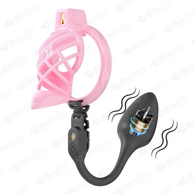 Sissy High Heels Chastity Cage With Remote Controlled Vbrating Butt Plug