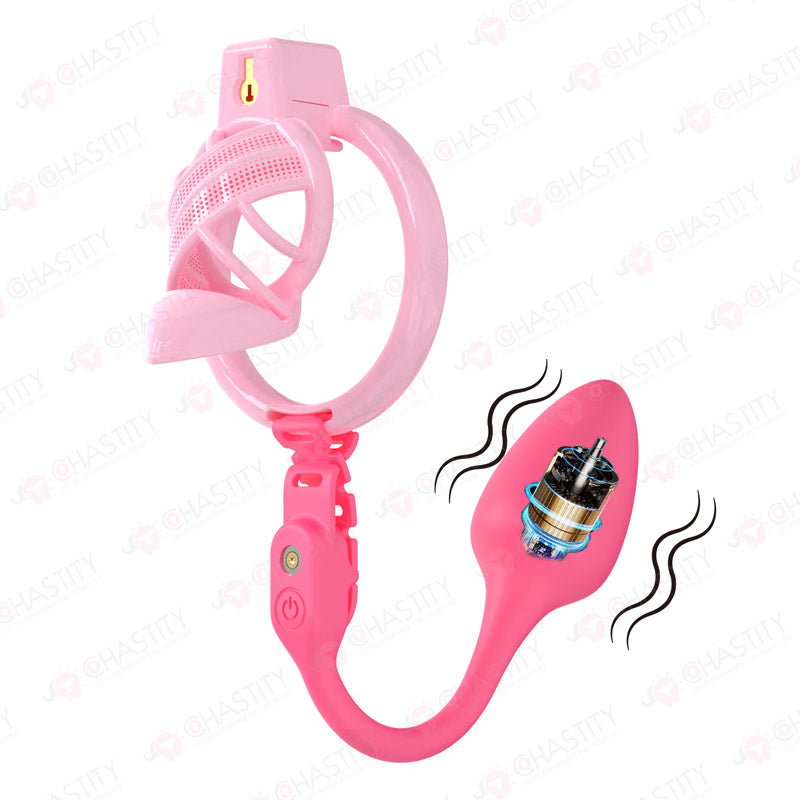 Sissy High Heels Chastity Cage With Remote Controlled Vbrating Butt Plug