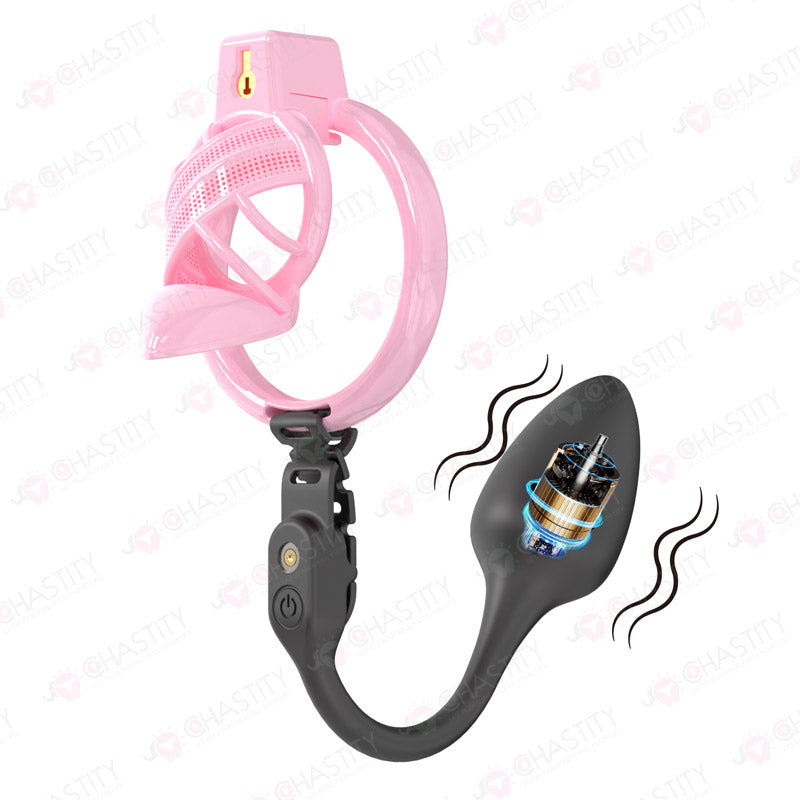 Sissy High Heels Chastity Cage With Remote Controlled Vbrating Butt Plug