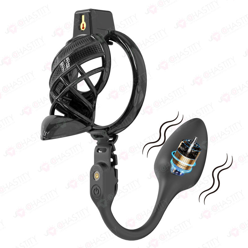 Sissy High Heels Chastity Cage With Remote Controlled Vbrating Butt Plug
