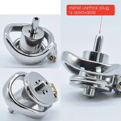 Small Inverted Chastity Cage with Removable Metal Catheter