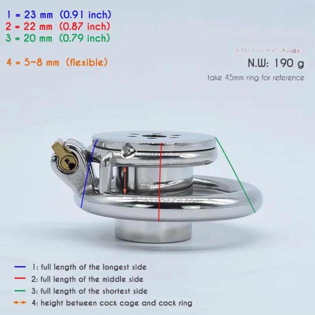 Small Inverted Chastity Cage with Removable Metal Catheter