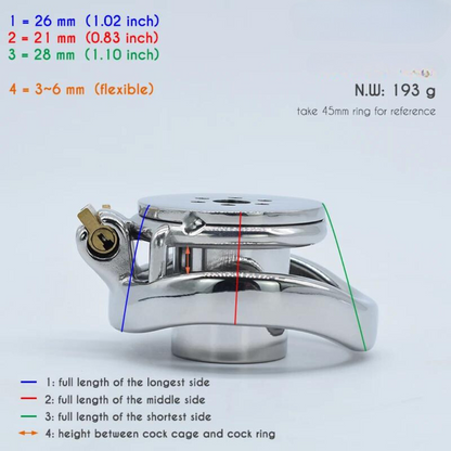 Small Inverted Chastity Cage with Removable Metal Catheter