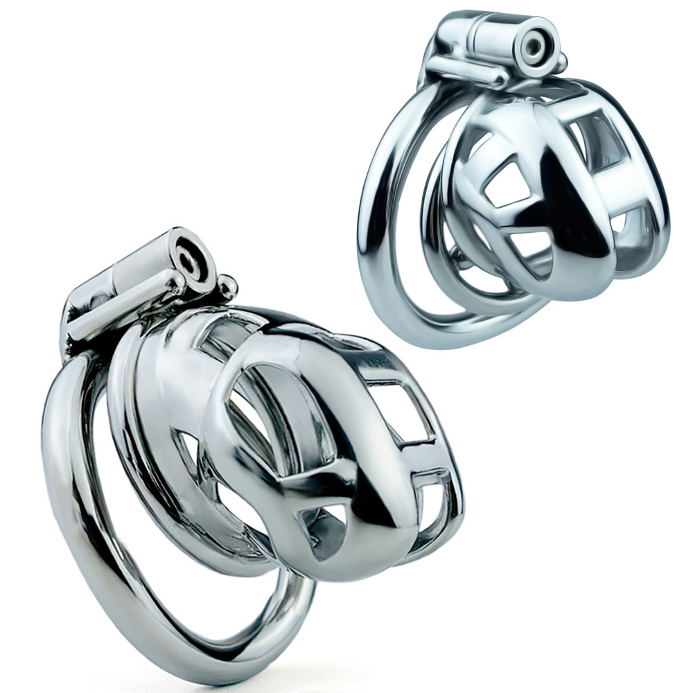 Metal Mamba Cobra Chastity Cage with Spiked Ring