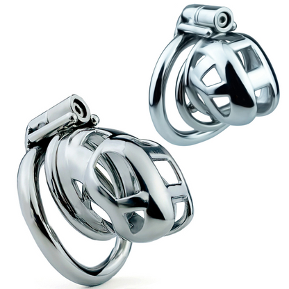 Metal Mamba Cobra Chastity Cage with Spiked Ring