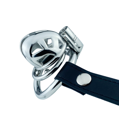 Metal Mamba Cobra Chastity Cage with Spiked Ring