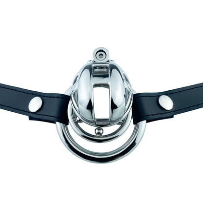 Metal Mamba Cobra Chastity Cage with Spiked Ring