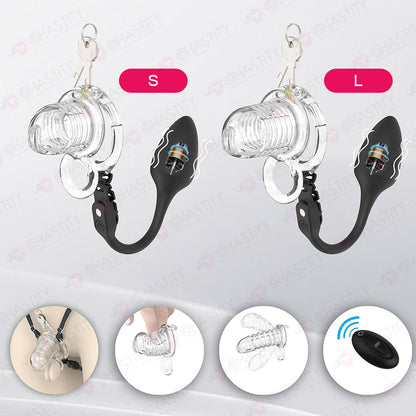 Stretchable Spring Loaded See-Through Chastity Cage
