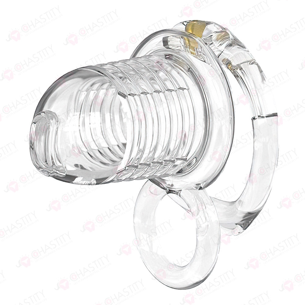 Stretchable Spring Loaded See-Through Chastity Cage