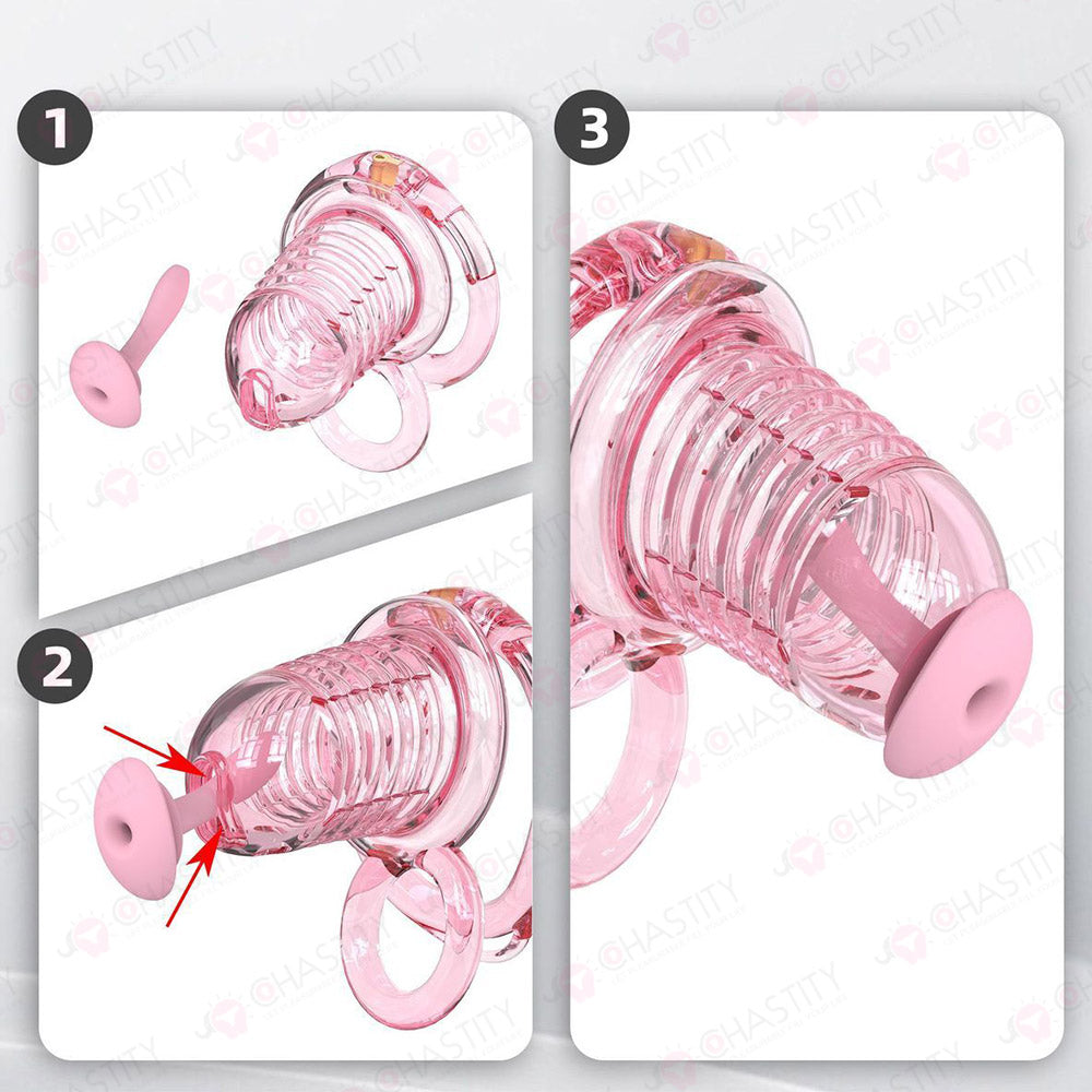 Stretchable Spring Loaded See-Through Chastity Cage