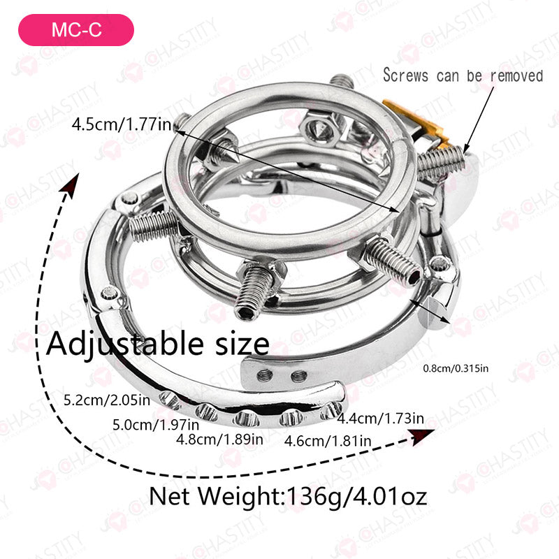 Tortured In Chastity - Spiked Series (Adjustable Hinged Ring)