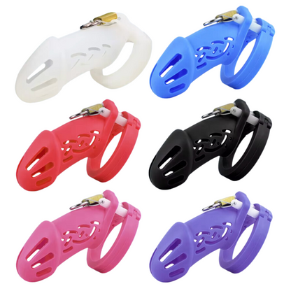 Comfort-Fit Silicone Chastity Cage with Nylon Waist Belt