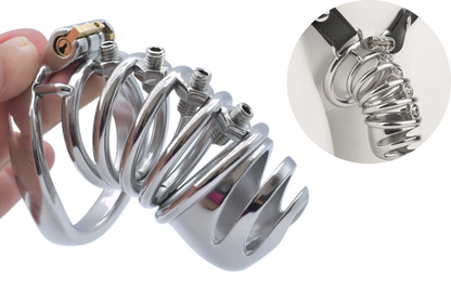 Spiked Chastity Cage For Men with Straps