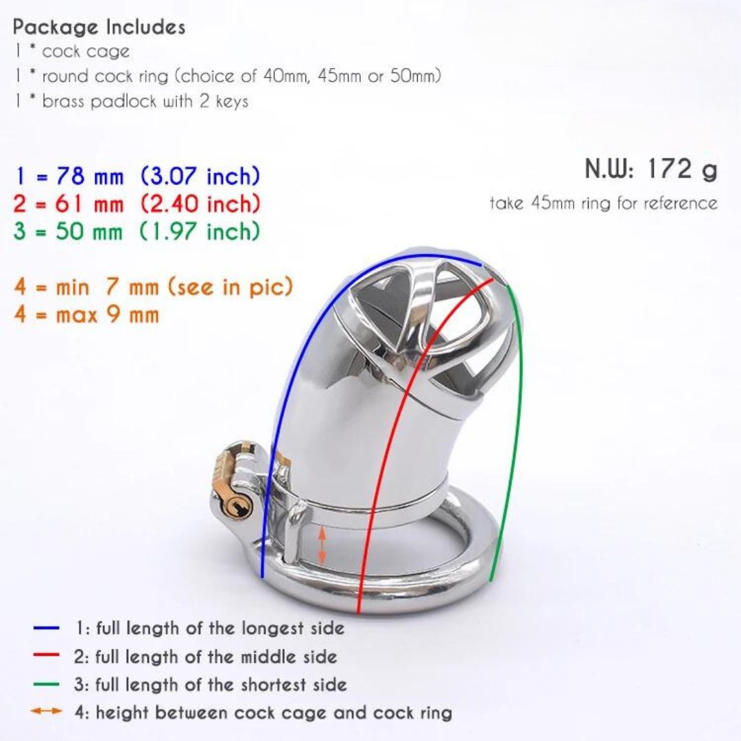 Stainless Steel Chastity Cage with Silicone Urethral Catheter