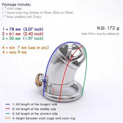 Stainless Steel Chastity Cage with Silicone Urethral Catheter