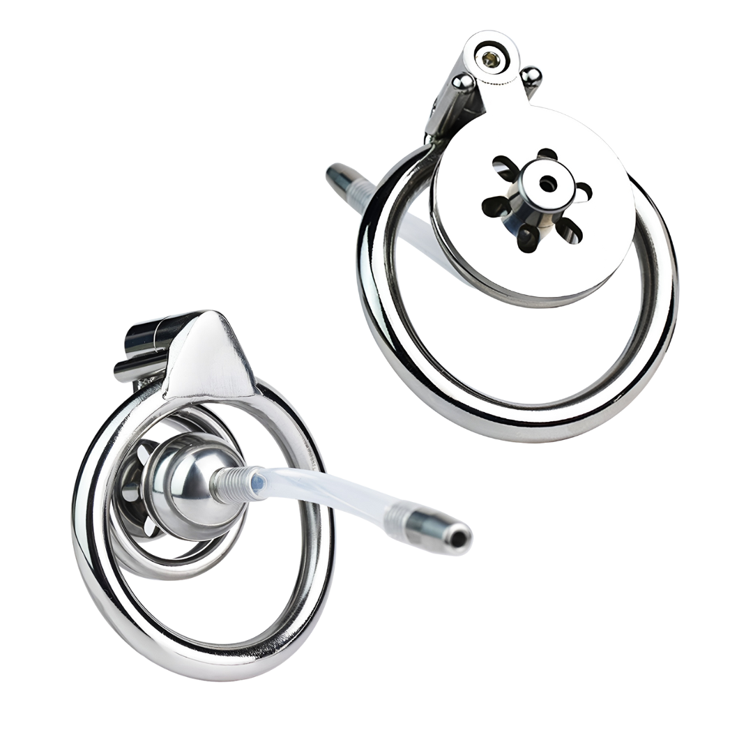 Inverted Chastity Cage with Silicone Urethral Catheter
