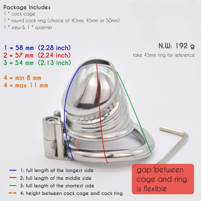 Super Small Metal Penis Chastity Cage with Adjustable PU Belt