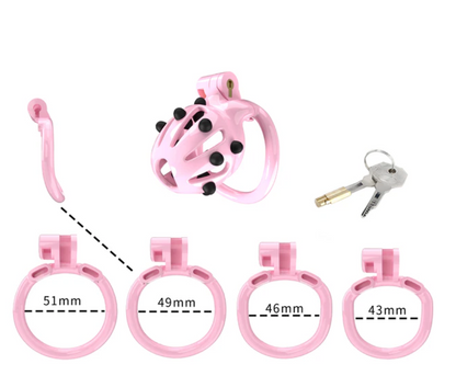 Pink Chastity Cage with Removable Silicone Spikes