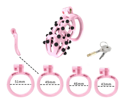 Pink Chastity Cage with Removable Silicone Spikes