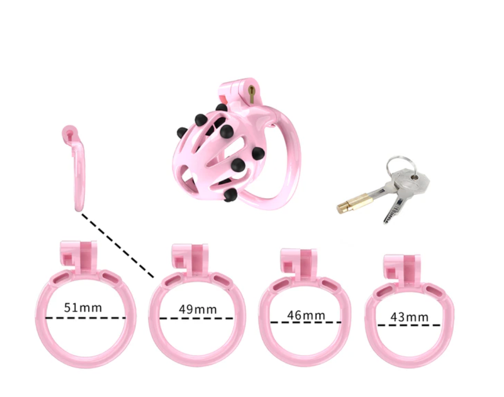 Pink Chastity Cage with Removable Silicone Spikes