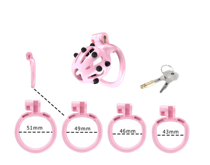 Pink Chastity Cage with Removable Silicone Spikes