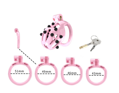 Pink Chastity Cage with Removable Silicone Spikes