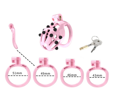 Pink Chastity Cage with Removable Silicone Spikes