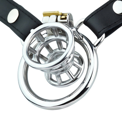 Breathable Metal Negative Inverted Chastity Cage with PU Strap