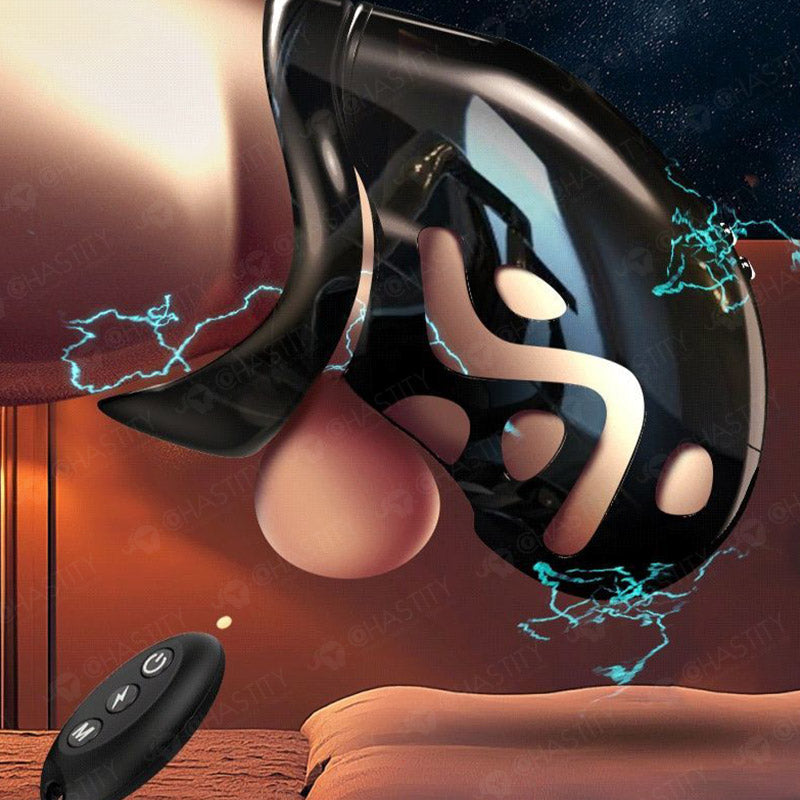 Remote Control Electric Shock Chastity Cage (3 Rings)