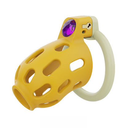 Yellow Chastity Cage With Power Stone