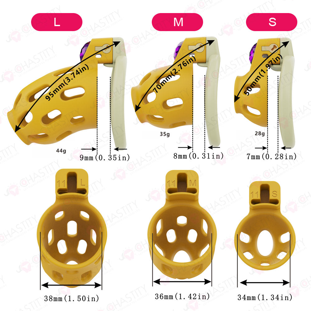 Yellow Chastity Cage With Power Stone