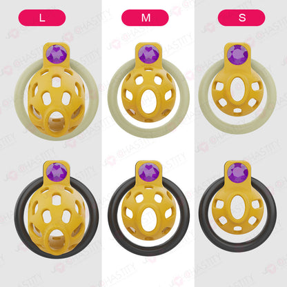 Yellow Chastity Cage With Power Stone