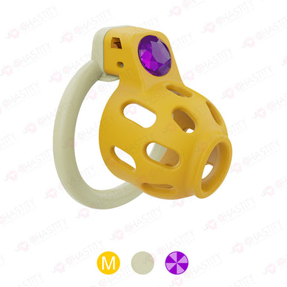 Yellow Chastity Cage With Power Stone